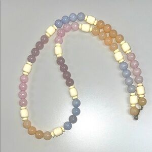 Carol Dauplaise Multicolor pastels lucite like Beaded Necklace / vintage vibes